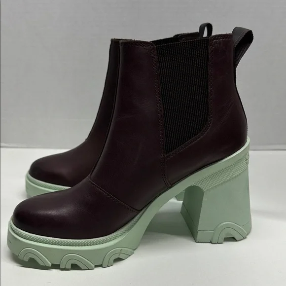 Sorel Brex Chelsea Ankle Boots High Heeled Waterproof Booties Red Mint Size 6 - Picture 5 of 8